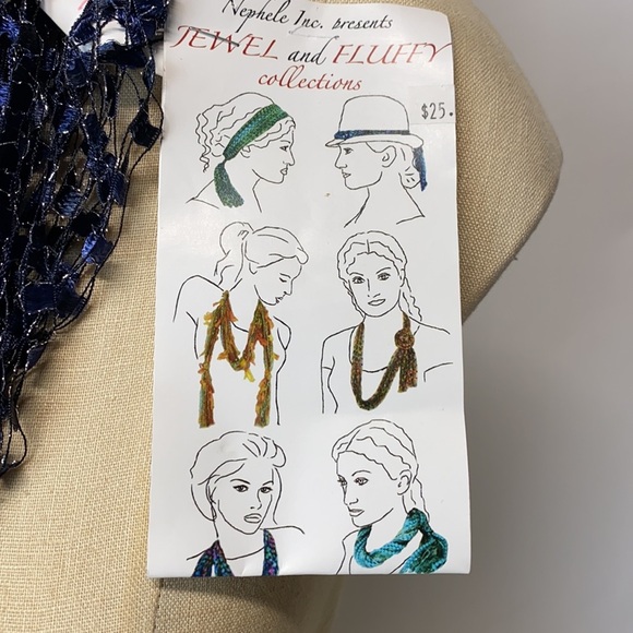 JEWEL AND FLUFFY PRESENTS ALL IN ONE SCARF *. NECKLACE* BELT* HATBAND* HEADBAND - Picture 3 of 6